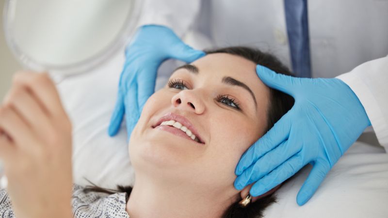 Patient undergoing dermatological treatment